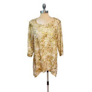 Chico's Travelers Collection Golden Animal Foil Top 1 Medium NWT